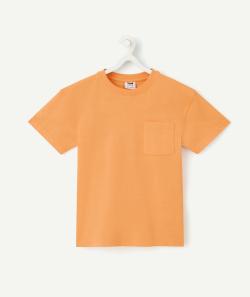T-shirt manches courtes garçon en coton bio orange - 6 A