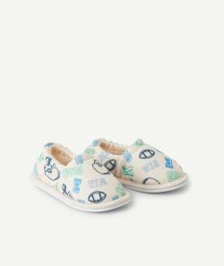 Chaussons garçon écru chiné imprimé thème rudby - 26-27