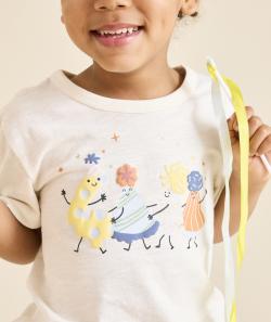 T-shirt en coton bio écru thème anniversaire tao 4 ans - 4-5 A