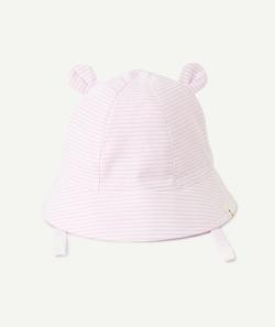 Bob bébé fille en coton imprimé à rayures rose et blanc avec oreilles - 36 M