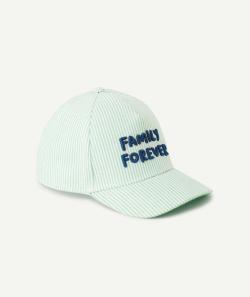 Casquette bébé garçon rayé vert et blanc avec message brodé family forever - 24-36M