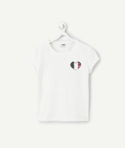 T-shirt blanc fille en coton bio thème foot - 4 A
