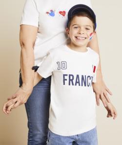 T-shirt blanc garçon en coton bio thème foot - 5 A