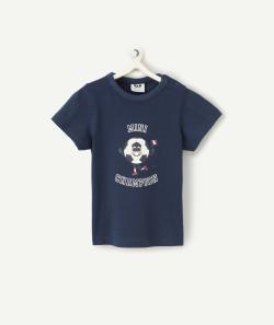 T-shirt bleu marine bébé garçon en coton bio thème foot - 9 M