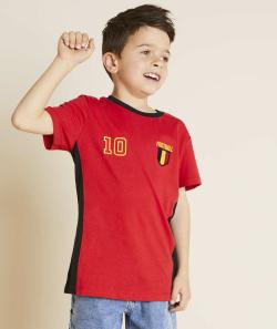 T-shirt rouge garçon en coton bio thème foot - 12 A