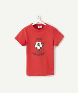 T-shirt rouge bébé garçon en coton bio thème foot - 6 M