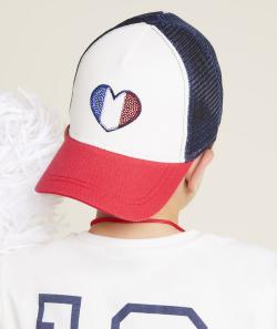 Casquette fille en coton avec coeur en sequins thème foot - 4-6 A