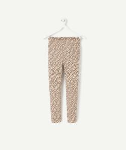 Legging fille en coton bio écru imprimé léopard - 4 A