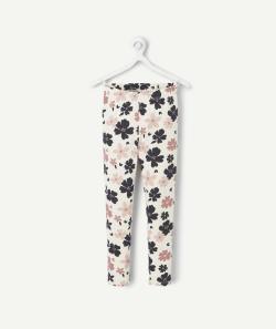 Legging fille en coton bio imprimé fleuri rose et bleu - 12 A