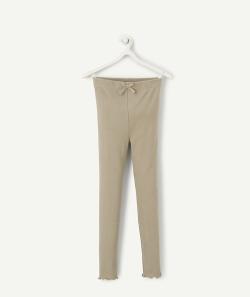 Legging fille en coton bio côtelé kaki - 12 A