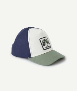 Casquette bébé garçon blanc bleu et vert avec patch dinosaure - 9-18M