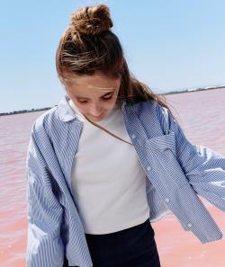 T-shirt manches longues fille en coton bio blanc - S