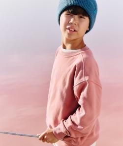 Sweat garçon en fibres recyclées rose et message brodé - 6 A