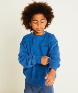 Sweat manches longues garçon en fibres recyclées bleu roi - 5 A