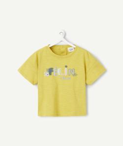 T-shirt manches courtes bébé garçon en coton bio jaune - 24 M