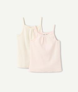 Lot de 2 maillots de corps fille en coton bio rose et blanc - 6 A