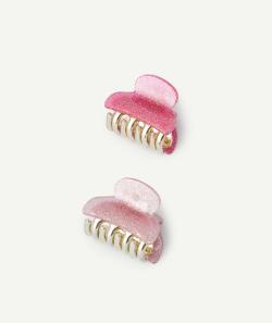 Lot de 2 pinces fille roses à paillettes - TU