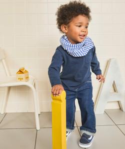 Snood bébé garçon en coton bio rayé bleu et blanc - TU