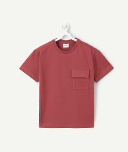 T-shirt manches courtes garçon en coton bio bordeaux - 10 A