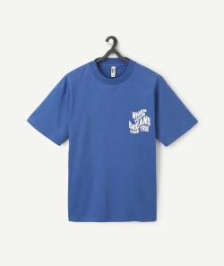 T-shirt manches courtes garçon en coton bio bleu roi avec message rêve - XXS