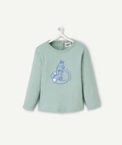 T-shirt manches longues bébé garçon en coton biologique vert avec motif renard - 18 M