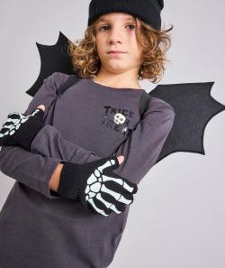 T-shirt garçon manches longues en fibres recyclées motif et écriture halloween - 4 A