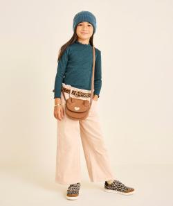Sous-pull fille en coton bio vert imprimé léopard - 12 A