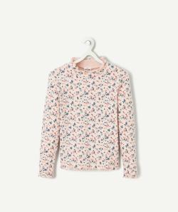 Sous-pull fille en coton bio imprimé fleuri côtelé - 5 A