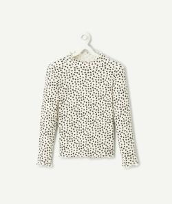 Sous-pull fille en coton bio blanc imprimé coeur noir - 10 A