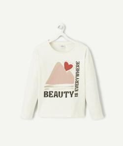 T-shirt fille manches longues blanc avec dessin - 8 A