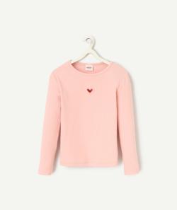 T-shirt manches longues fille rose avec cœur - 12 A