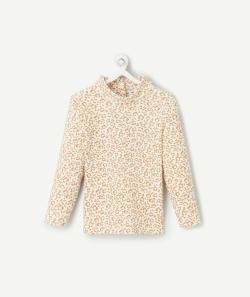 Sous-pull côtelé bébé fille imprimé léopard coton bio - 6 M