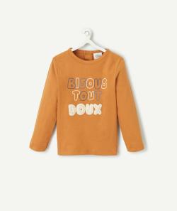 T-shirt manches longues garçon orange avec écritures - 18 M