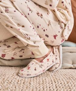 Chaussons fille écru imprimé fêtes et danseuses - 32-33