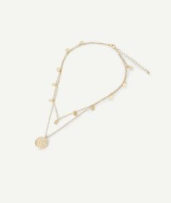 Collier fille double rang médaillon doré - TU