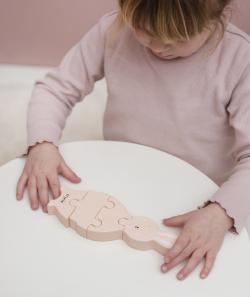 Puzzle 4 pièces en bois lapin bébé - TU