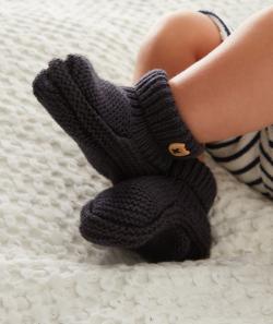 Les chaussons bleu marine en coton et en laine - 15-17