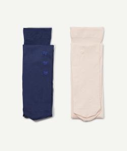 Les 2 paires de collants roses et bleu marine en voile - 35-38