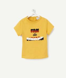 Le t-shirt jaune en coton biologique avec animation en bouclettes - 6 M
