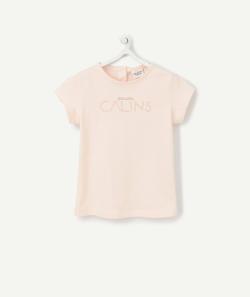 Le t-shirt rose en coton biologique avec animation pailletée - 1 M