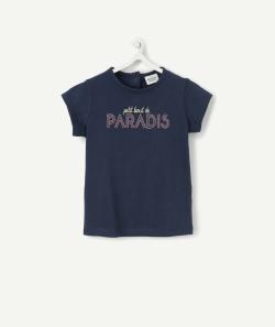 Le t-shirt bleu marine en coton biologique avec animation - 9 M