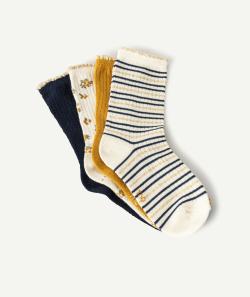 Le lot de 4 paires de chaussettes jaunes et bleues - 27-30