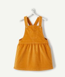 Robe bébé fille moutarde type salopette en velours côtelé - 1 M