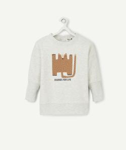 Le sweat évolutif écru chiné en coton pima - 9-18M