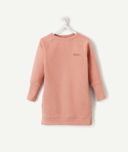 La robe sweat vieux rose évolutive en coton pima - 3-5A