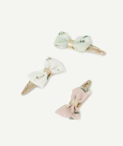 Le lot de 3 barrettes noeuds couleur dorée et pastel - TU