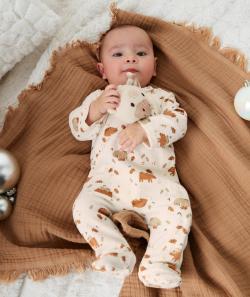 Dors bien velours en coton biologique imprimé ours - 6 M