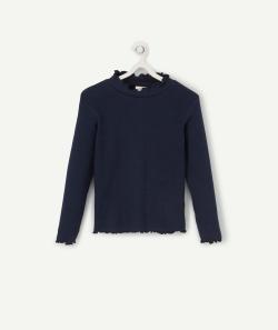 Sous-pull bleu marine avec détails volantés fille - 2 A
