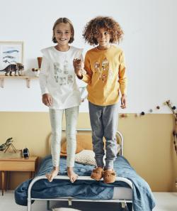 Pyjama fille écru et vert avec message rêver fleuri - 2 A