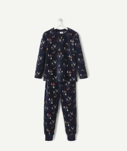 Pyjama en polaire bleu marine avec imprimés sapins et animaux garçon - 3 A